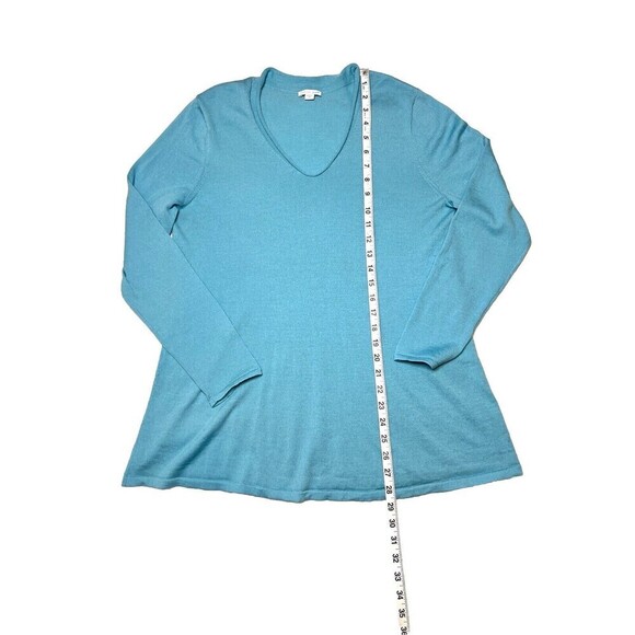 J. Jill Merino Wool V-Neck Sweater Sky Blue Soft Pastel Rolled Neck Women Size M - Picture 7 of 11